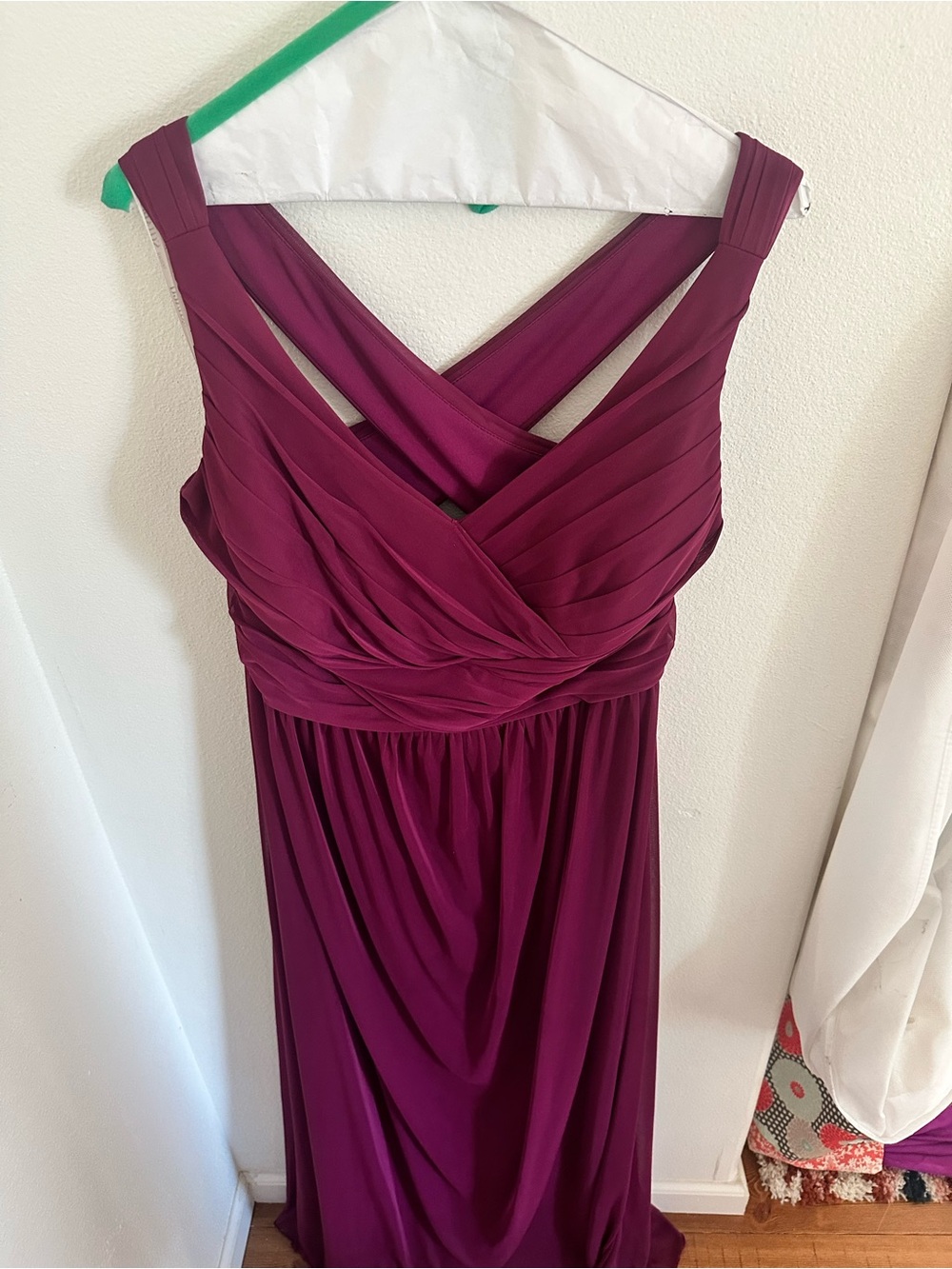 David's Bridal Sleeveless Cross-Back Maxi Dress in Plum